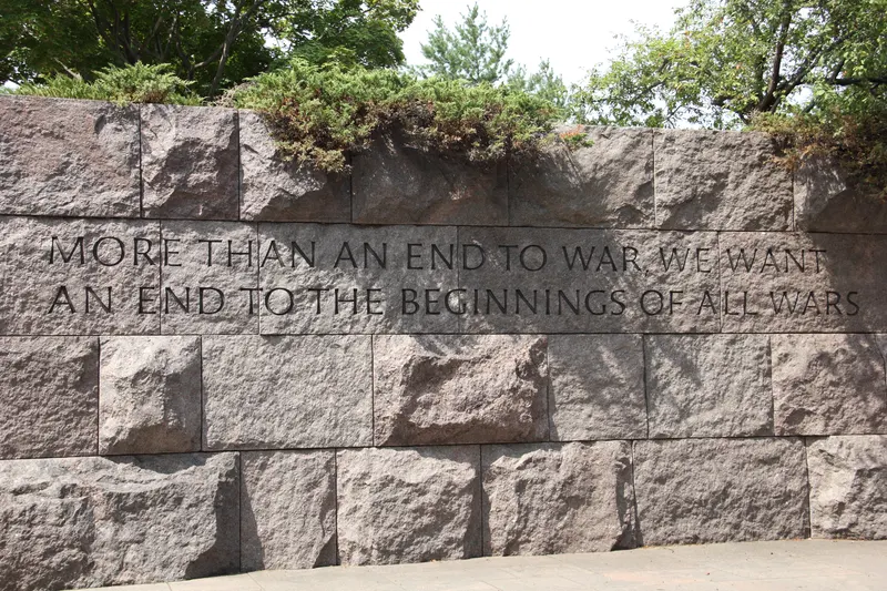 The granite rooms and waterfalls of the Franklin Delano Roosevelt Memorial
