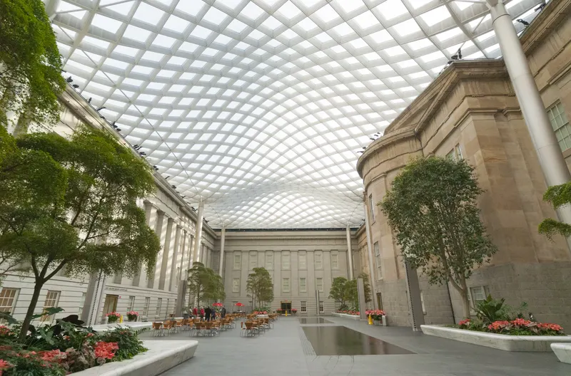 The glass canopy of the Kogod Courtyard at the National Portrait Gallery